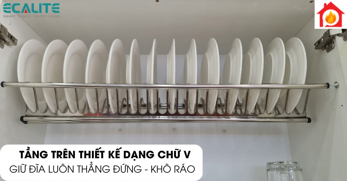 Kệ chén cố định Ecalite EL-BV70H tầng trên chữ V