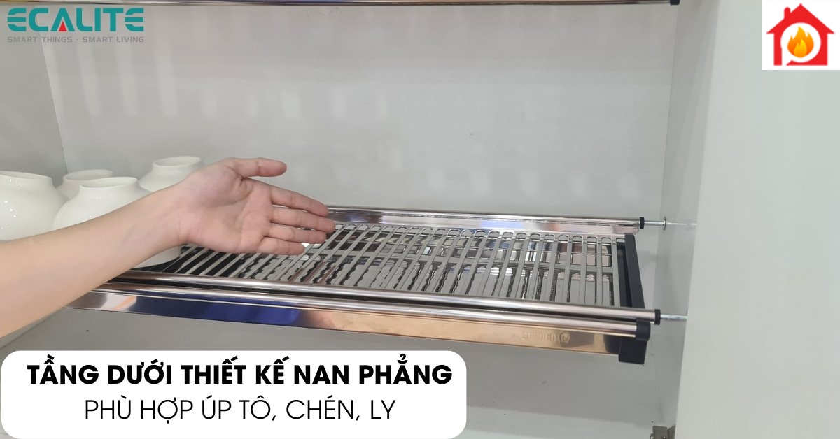 Kệ chén cố định Ecalite EL-BV70H tầng dưới