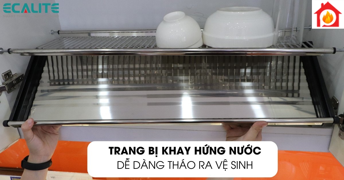 Kệ chén cố định Ecalite EL-BV70H khay hứng nước