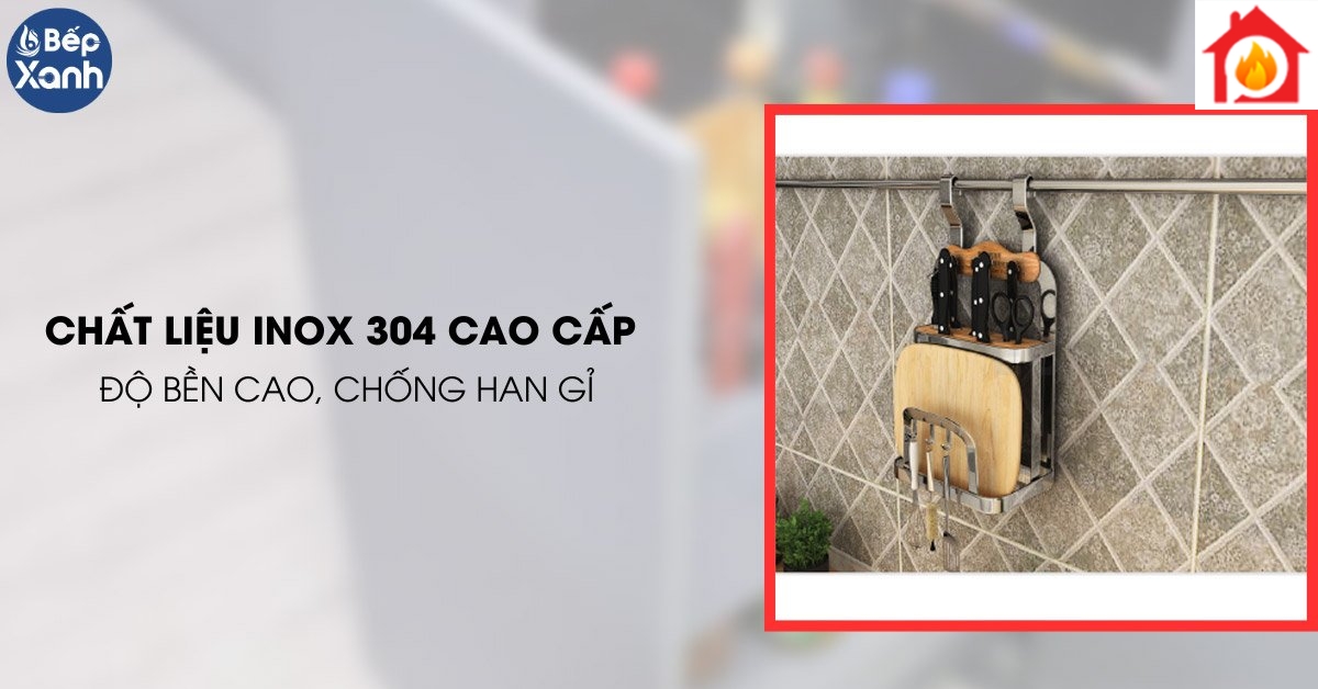 Giá để dao thớt treo ngoài inox 304 Eurogold EV228 chất liệu Inox 304 cao cấp