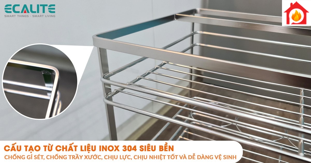Kệ đựng gia vị Ecalite EL-NP30B chất liệu Inox 304 bền đẹp