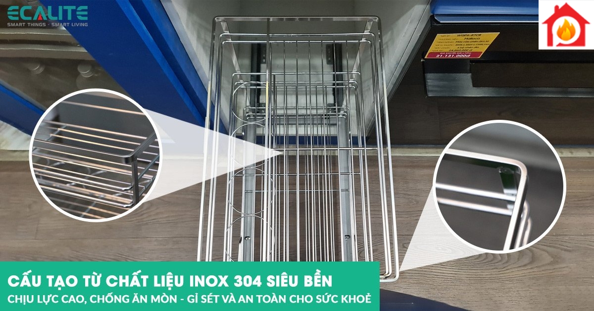 Kệ đựng gia vị Ecalite EL-NP35B chất liệu Inox 304 bền đẹp