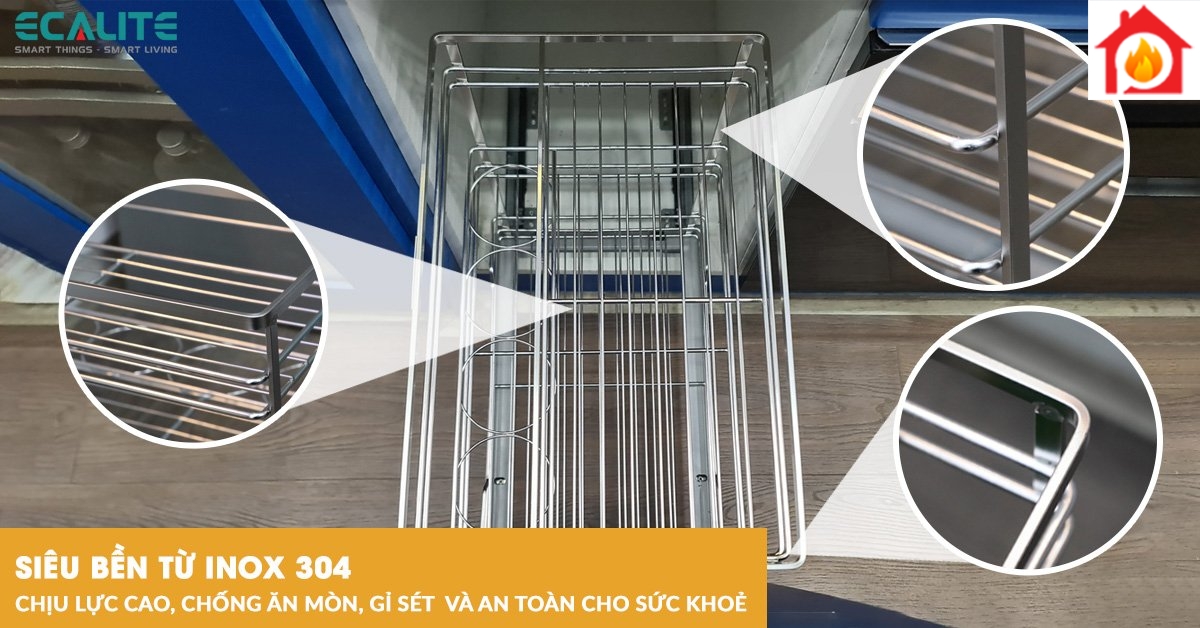 Kệ đựng gia vị Ecalite EL-NP40B chất liệu Inox 304 siêu bền