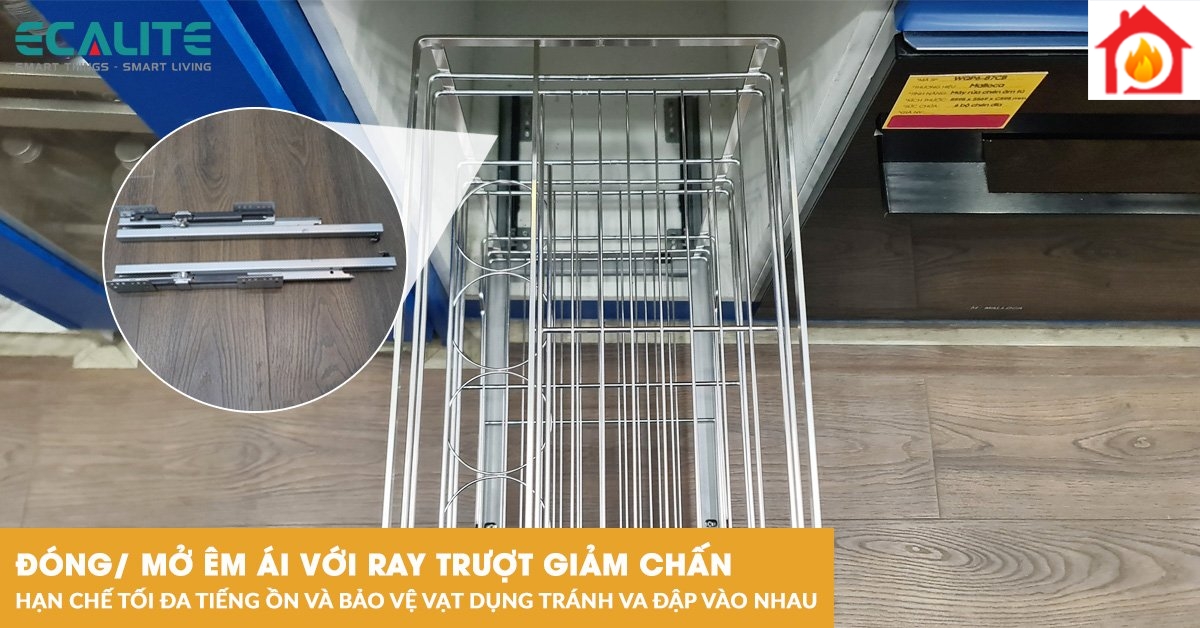 Kệ đựng gia vị Ecalite EL-NP40B ray trượt giảm chấn