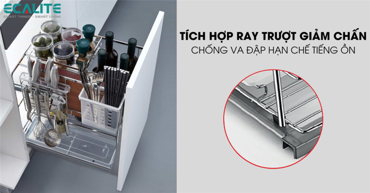 Ray trượt giảm chấn đóng/mở êm ái Ray trượt giảm chấn đóng/mở êm ái