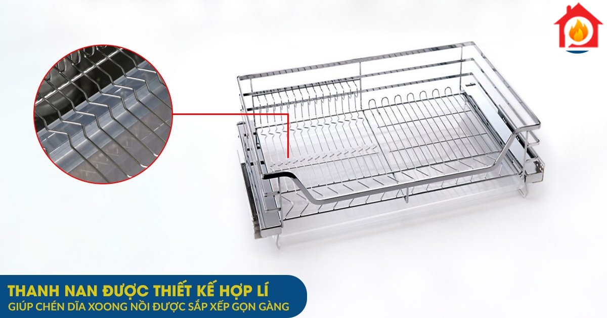 Thanh nan của kệ xoong nồi bát đĩa EP70 được thiết kế hợp lí