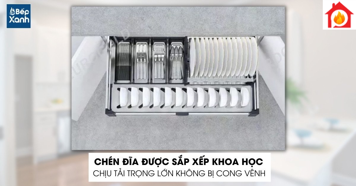 Chén đĩa được bài trí đẹp mắt và dễ lấy