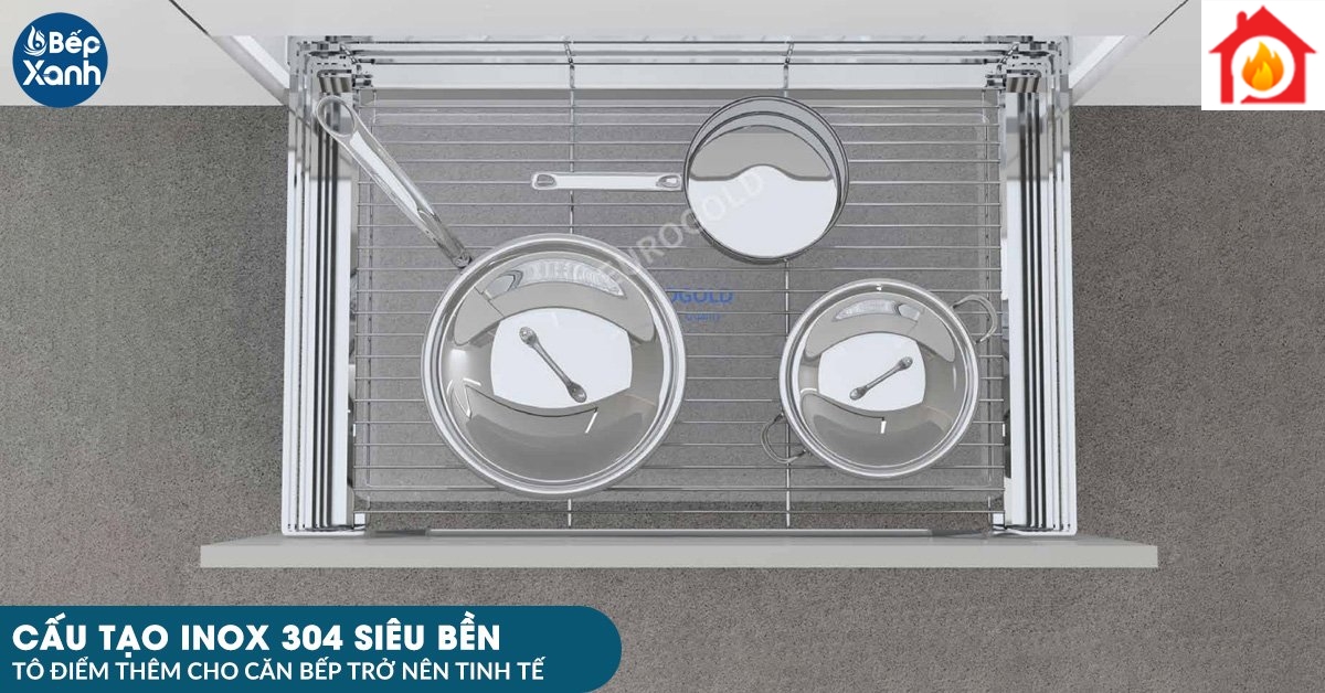 Kệ xoong nồi EP70B được cấu tạo từ inox 304 siêu bền