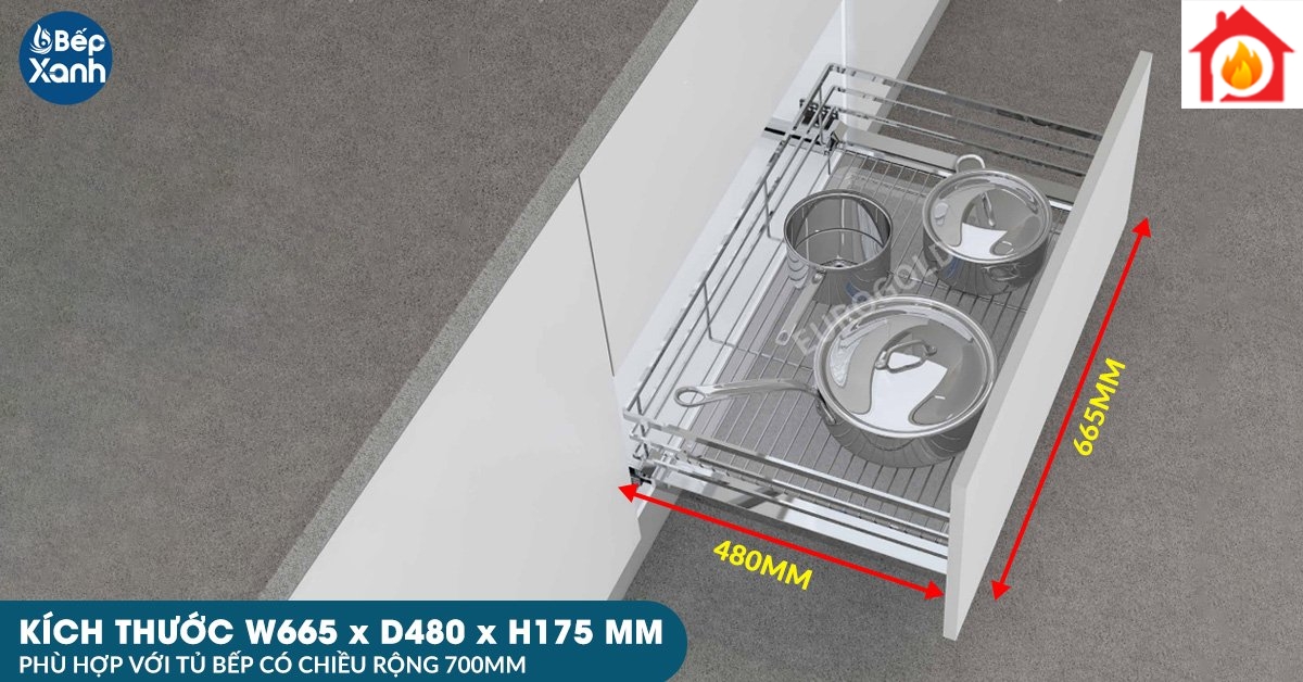 Kệ tủ bếp dưới EP70B sở hữu kích thước vừa với tủ bếp 700mm