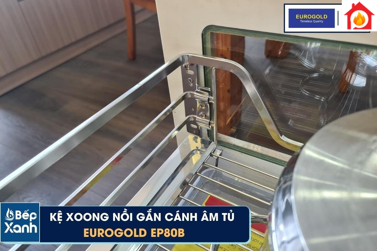 Kệ xoong nồi inox mờ Eurogold EP80B lắp đặt nhanh chóng