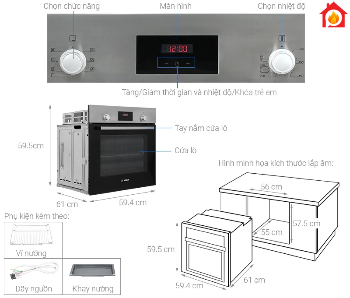 Lò nướng âm Bosch HBF113BR0A 66 lít