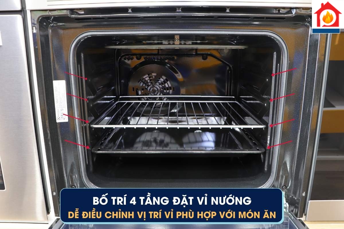 Lò có 4 tầng đặt vỉ nướng