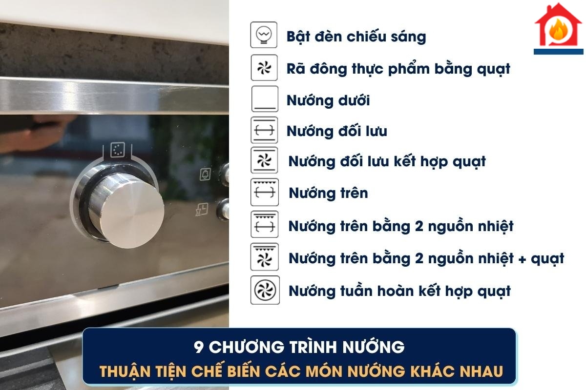 9 chức năng nướng tiện lợi