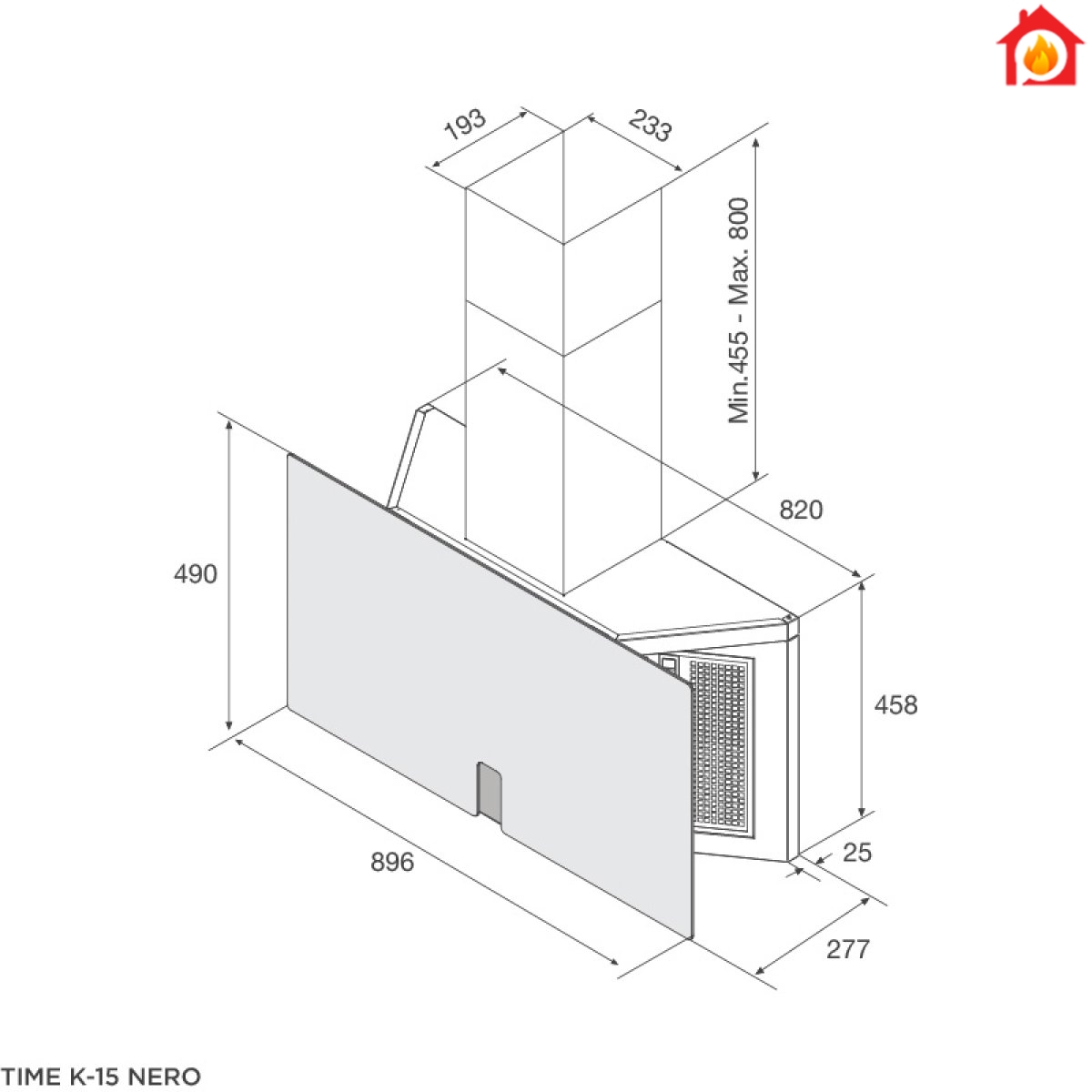 MÃ¡y hÃºt khÃ³i khá»­ mÃ¹i â Ã¡p tÆ°á»ng TIME K-15 NERO
