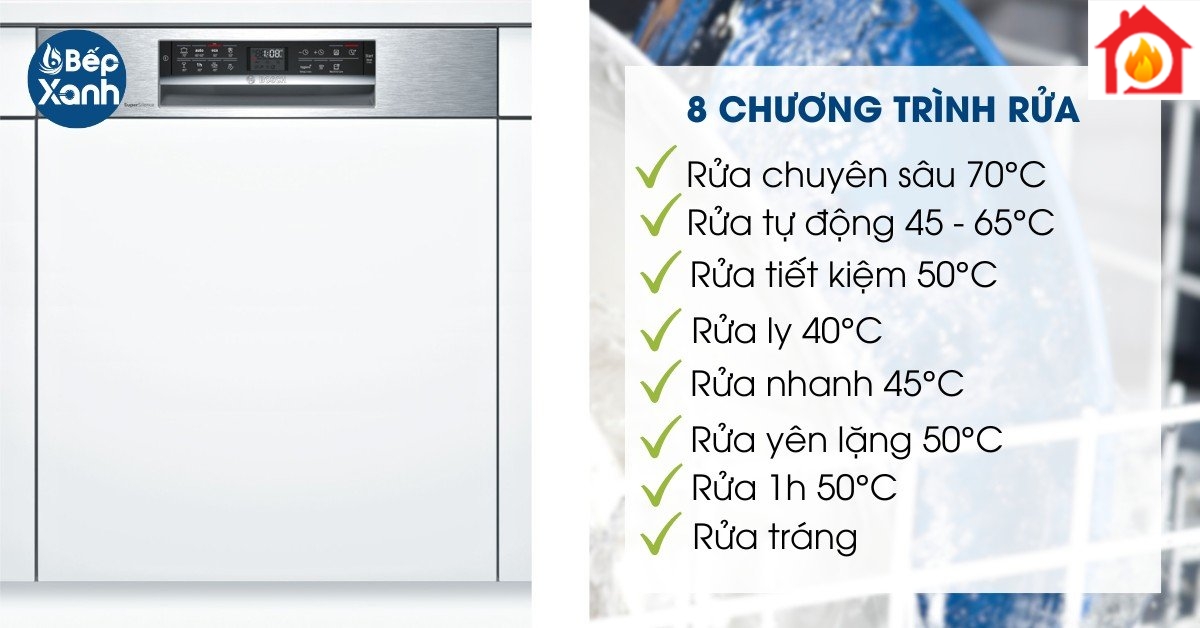 các chương trình máy rửa chén Bosch SMI68MS07E 