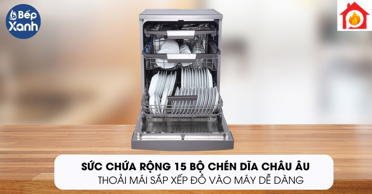 Máy rửa chén bát Eurosun SMS56EU05E sức chứa 15 bộ tiêu chuẩn Châu Âu