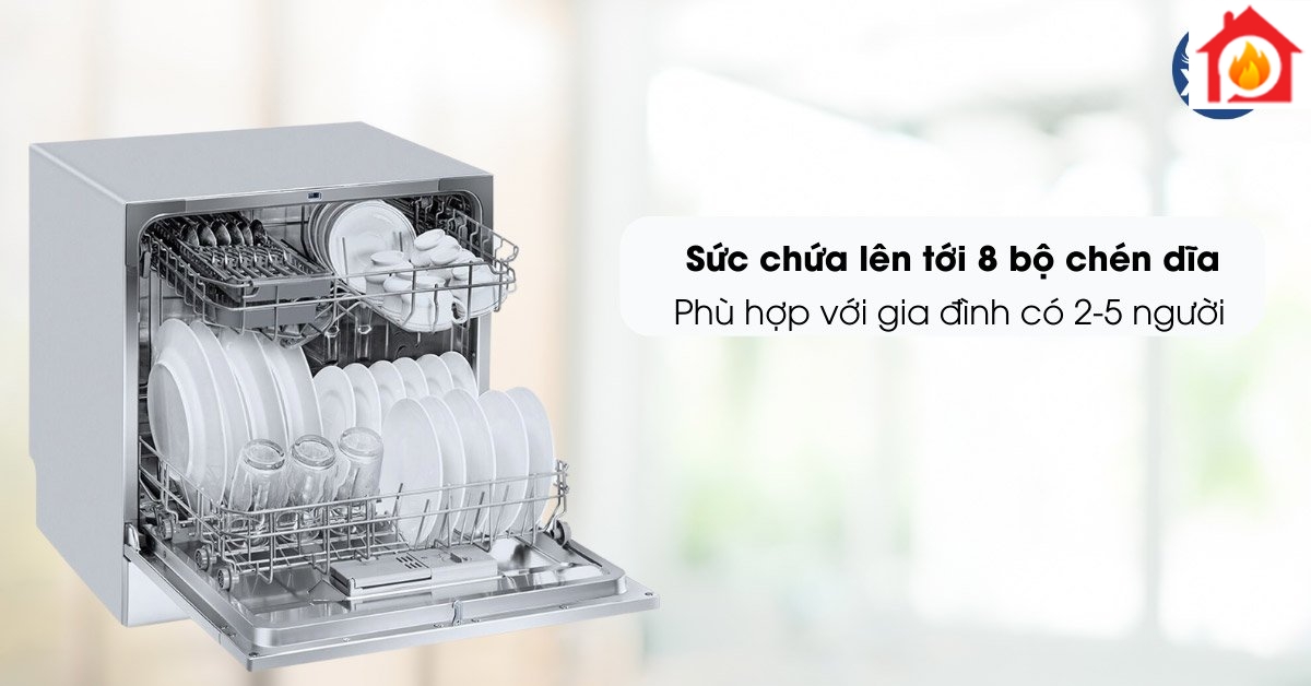 Máy rửa bát mini Eurosun SKS60E08EU sức chứa 8 bộ chén dĩa