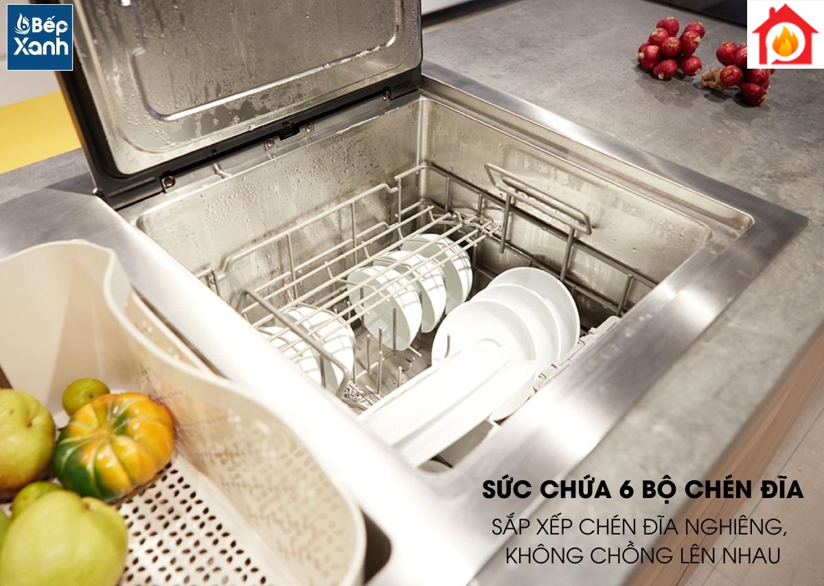 Máy rửa chén Malloca WQP6-890F4 sức chứa 6 bộ bát đĩa