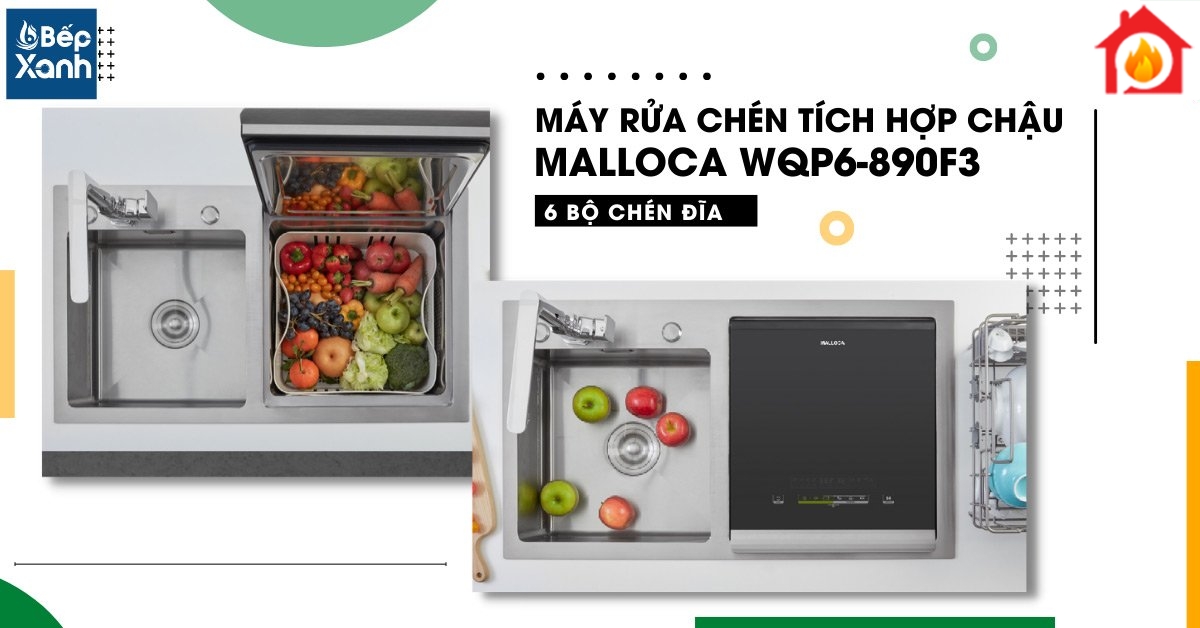 Máy rửa chén tích hợp chậu rửa Malloca WQP6-890F3