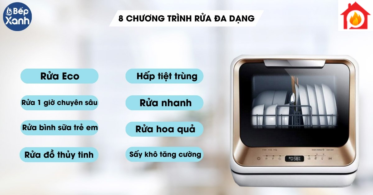 Máy rửa bát Eurosun STB50E06EU 8 chương trình rửa đa dạng