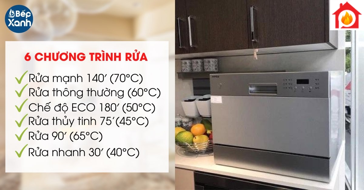 Trang bị 6 chương trình rửa Trang bị 6 chương trình rửa
