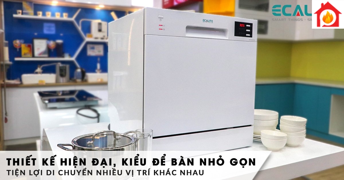 Máy rửa chén mini EDW-SMS6080WH có thiết kế hiện đại, nhỏ gọn