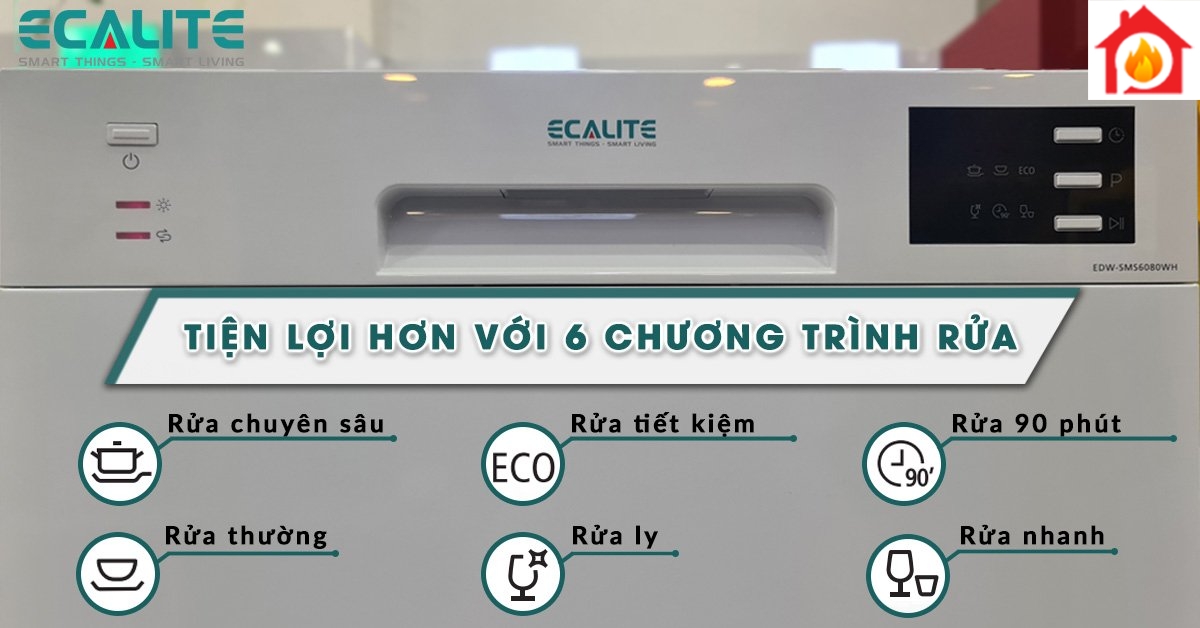 EDW-SMS6080WH có 6 chức năng rửa tiện lợi