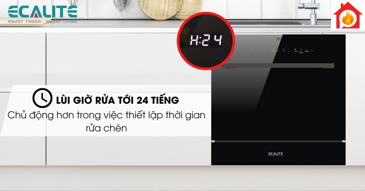 Chức năng lùi giờ rửa trên máy rửa chén Ecalite
