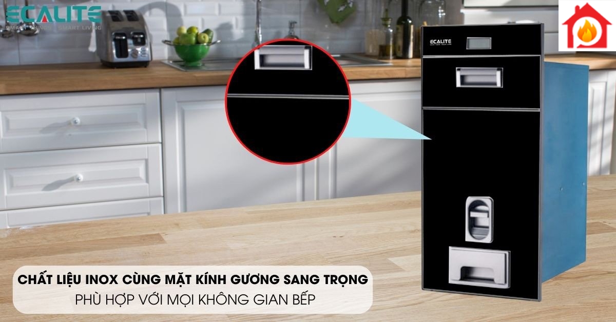 Thùng đựng gạo điện tử EL-RC300B có thiết kế hiện đại, lắp âm tủ