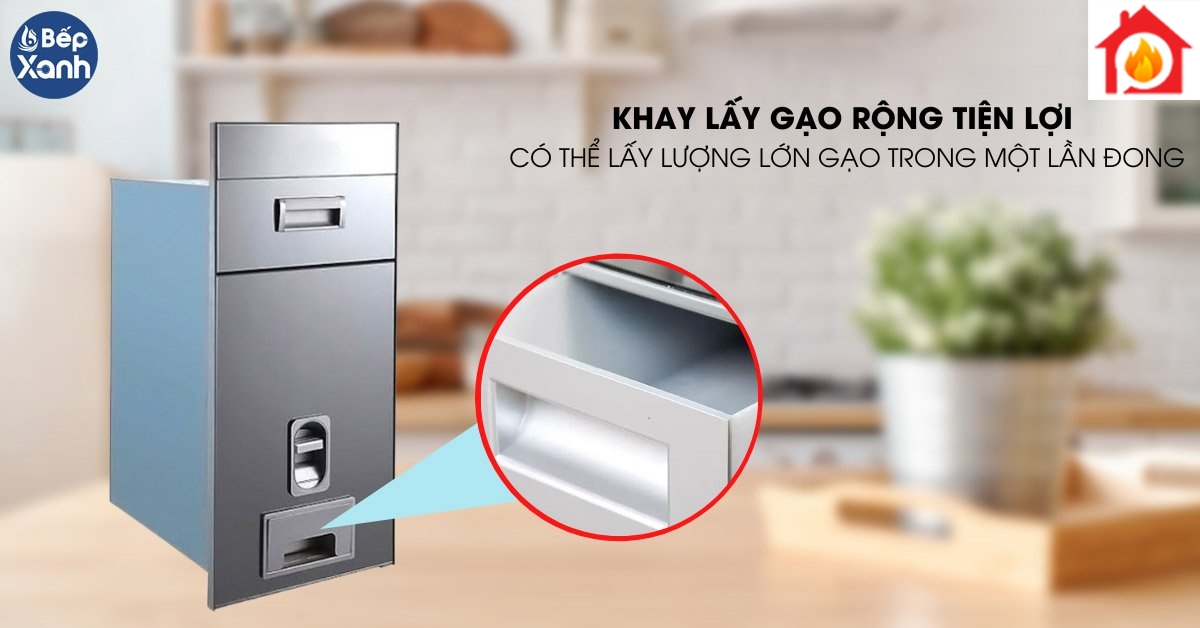 Thùng gạo Garis GR06.30WS khay lấy gạo tiện lợi