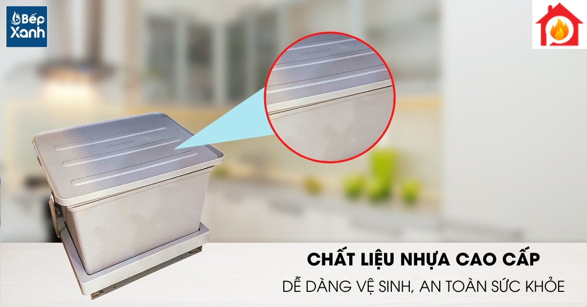 Thùng rác ngăn mùi Eurogold E008 chất liệu