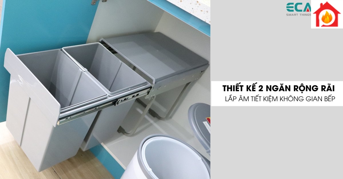Thùng rác âm tủ Ecalite EL-DUB20L thiết kế