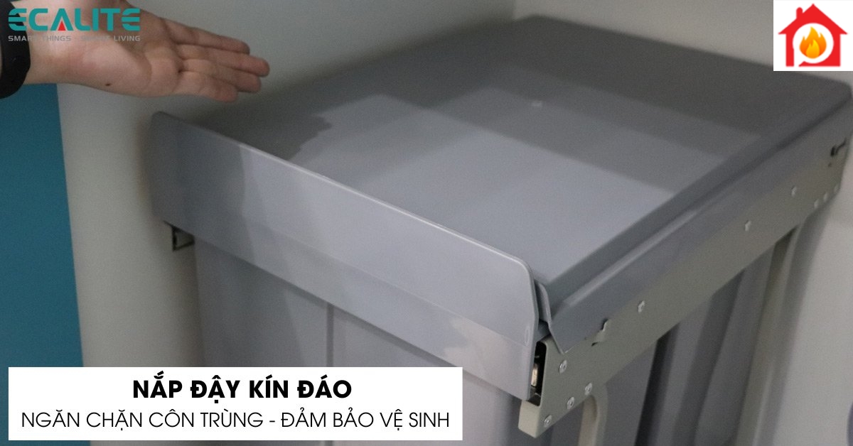 Thùng rác âm tủ Ecalite EL-DUB20L nắp đậy kín đáo