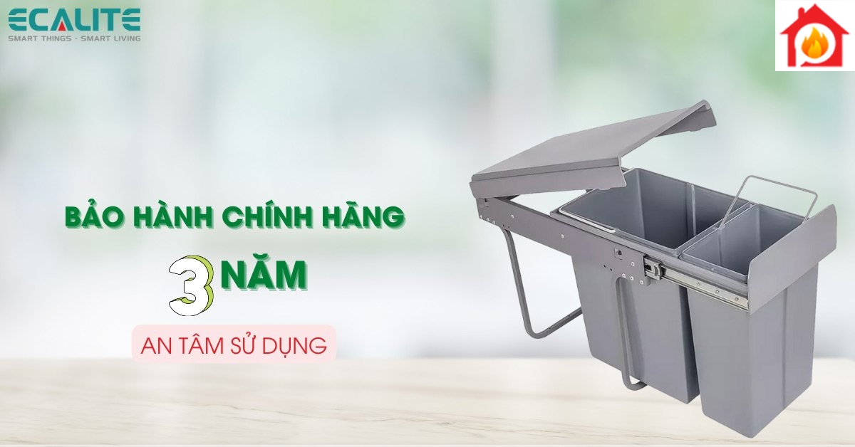 Thùng rác âm tủ Ecalite EL-DUB20L bảo hành chính hãng 3 năm