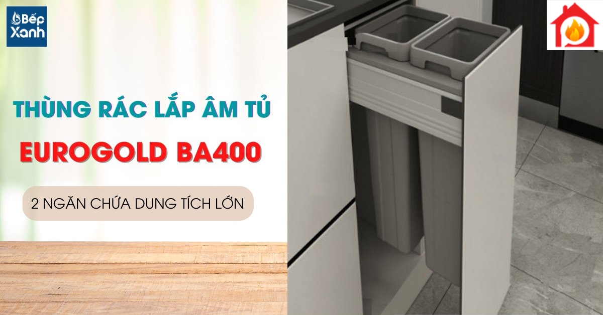 Thùng rác lắp âm tủ Eurogold BA400