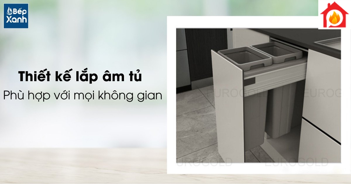 Thùng rác lắp âm tủ Eurogold BA400 thiết kế