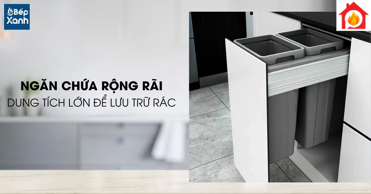 Thùng rác lắp âm tủ Eurogold BA400 ngăn chứa rác rộng rãi