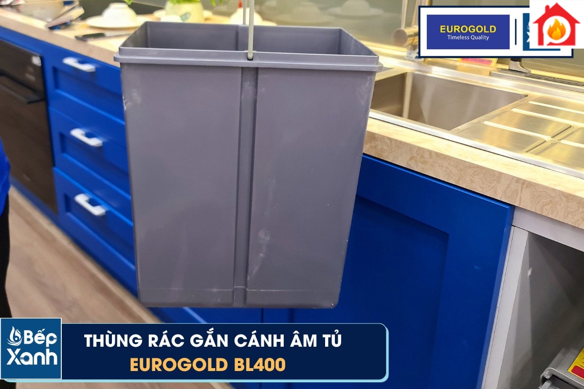 Thùng rác âm tủ Eurogold BL400 bề mặt nhắn dễ vệ sinh