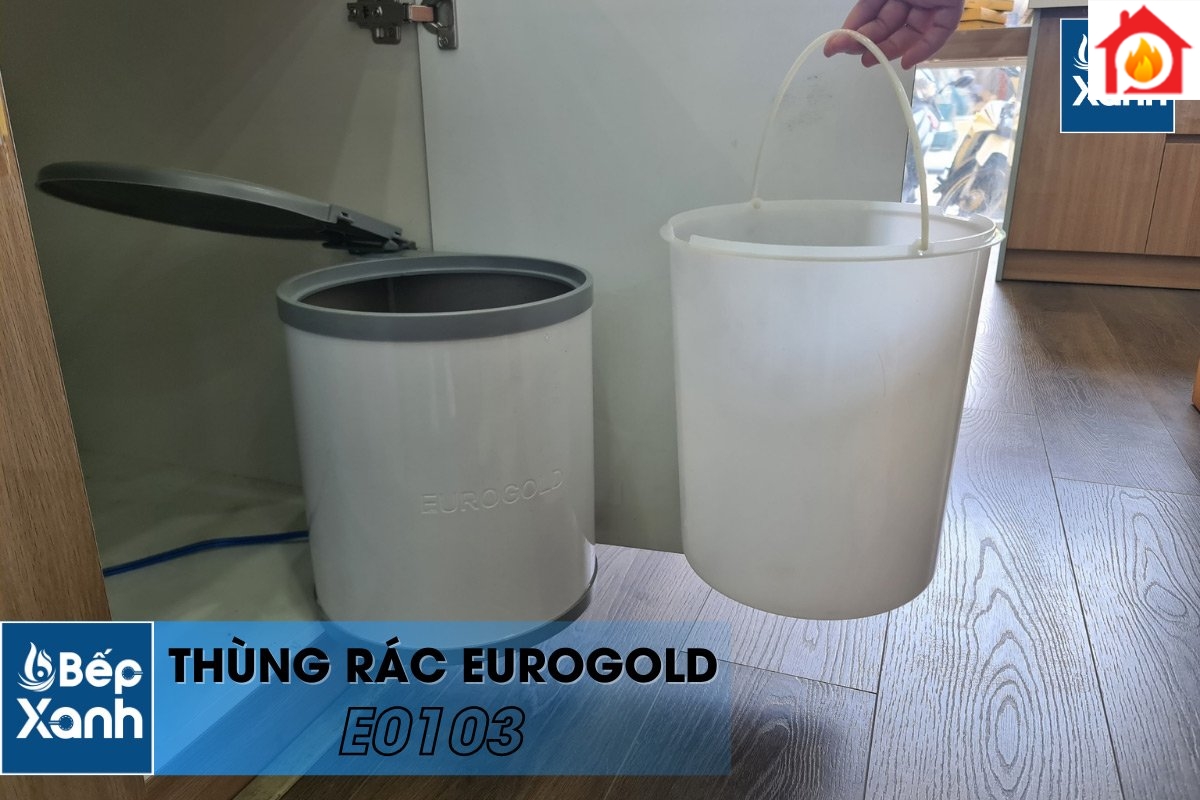 Thùng rác tròn gắn cánh âm tủ Eurogold E0103 thể tích lớn, dễ dàng tháo rời
