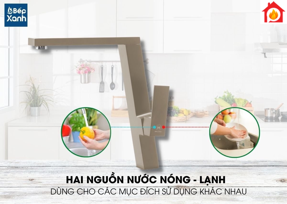 Vòi K131BR tích hợp 2 đường nước tiện lợi.