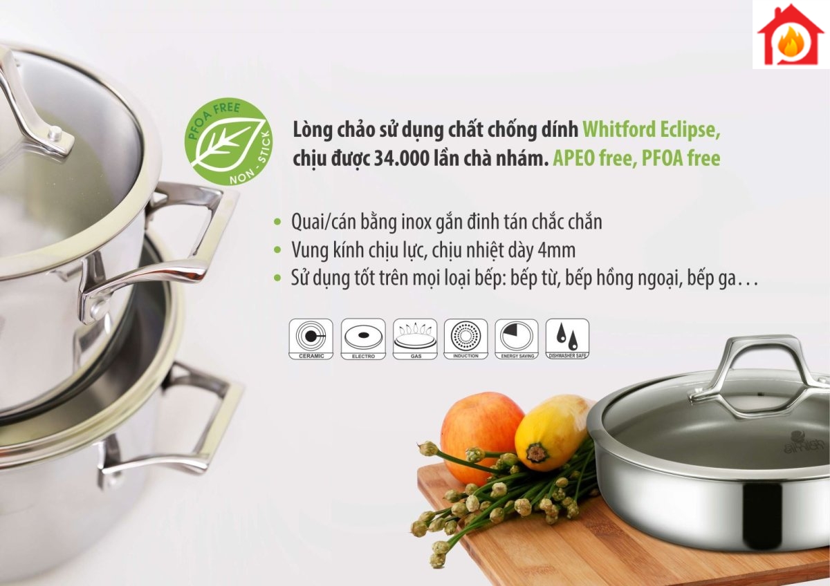 Bộ nồi chảo inox Potenza EL2851