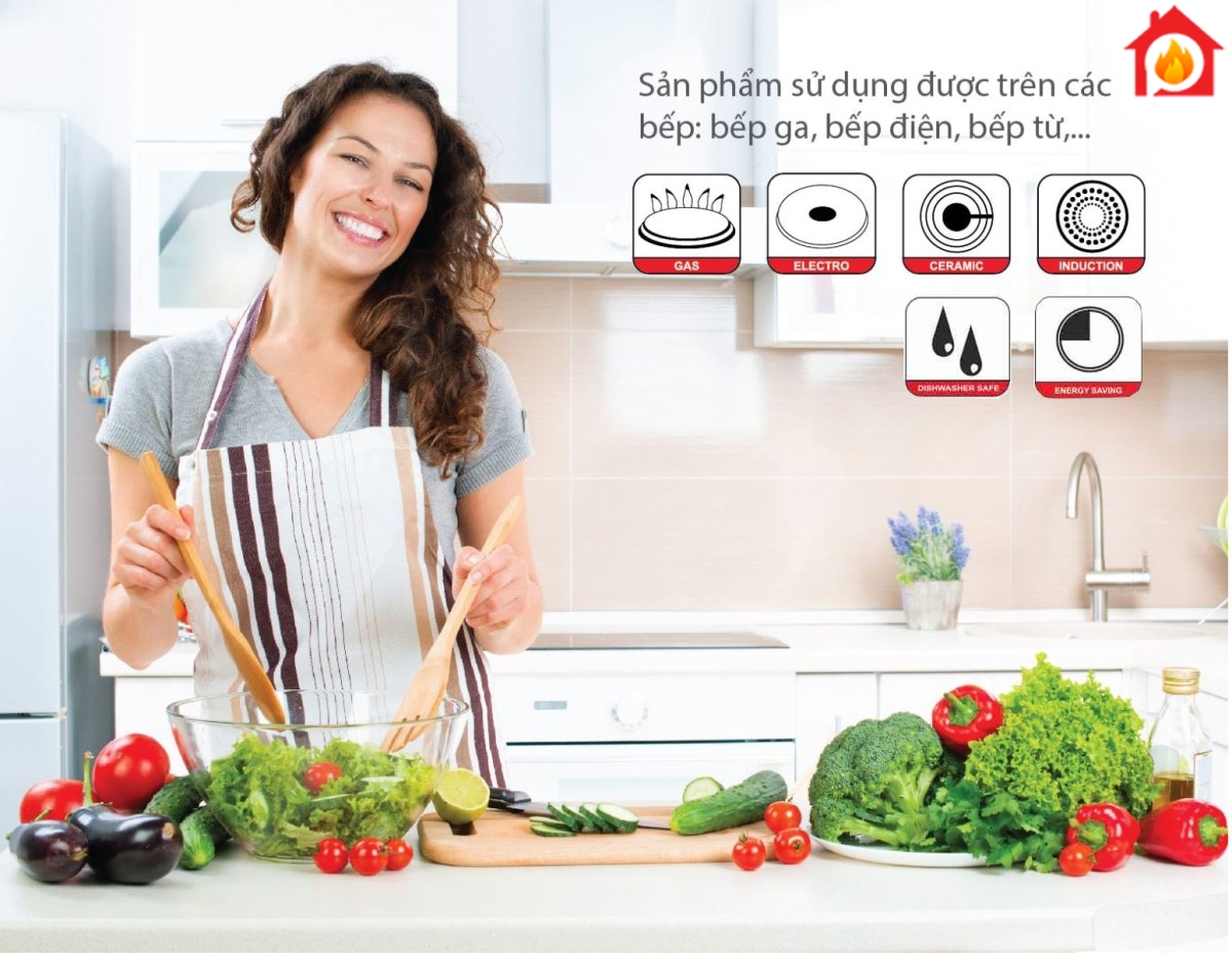 Bộ nồi inox 5 đáy Smartcook sử dụng được trên tất cả các loại bếp