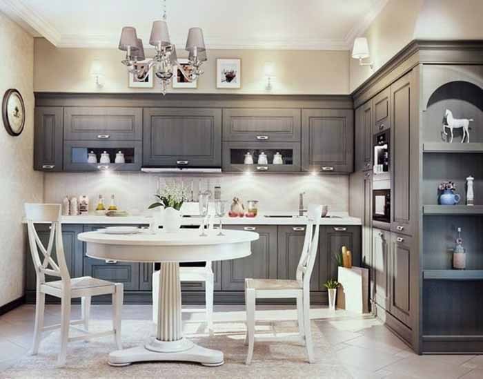 Tủ bếp bán cổ điển mẫu mới 11