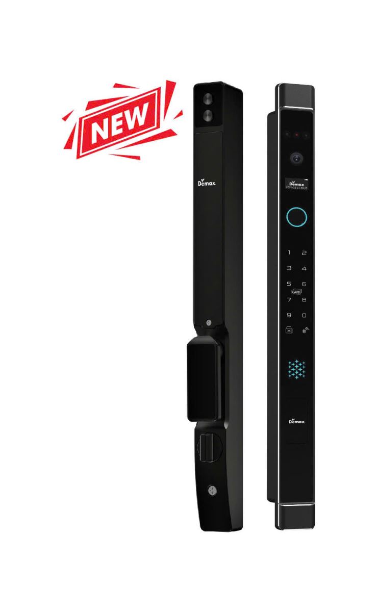 Khoá cửa nhôm vân tay Demax EL906 BL Face ID, Remote App Wifi, Camera chuống cửa Của Đức
