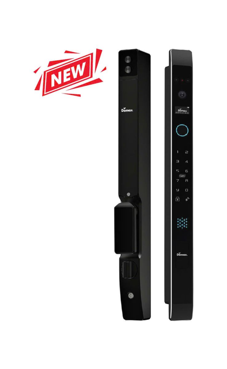 Khoá cửa nhôm vân tay Demax EL908 BL Face ID, Remote App Wifi, camera chuống cửa Của Đức
