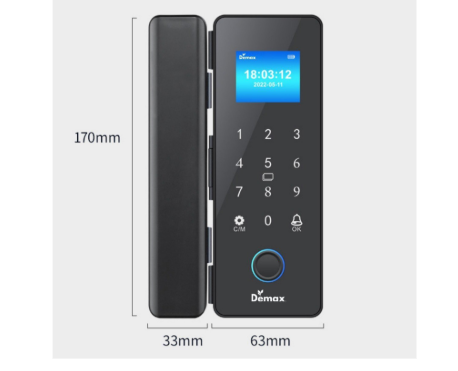 Khóa vân tay cửa kính Mở Lùa Demax SL800 G-SD App Wifi - 2 Remote của Đức,