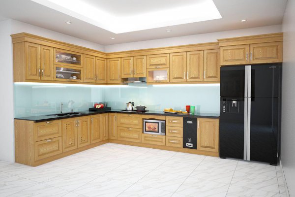Tủ bếp gỗ sồi Nga mẫu mới 9