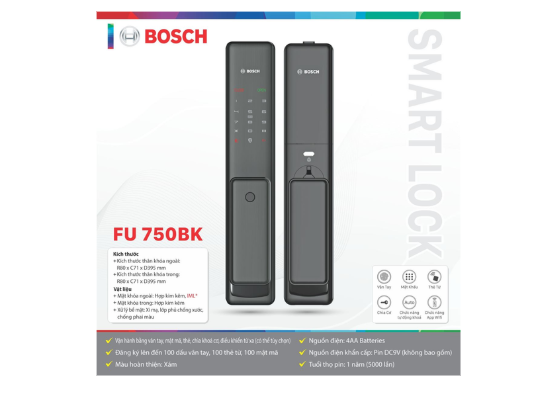 Khóa cửa điện tử Bosch FU750DE Màu xám đen