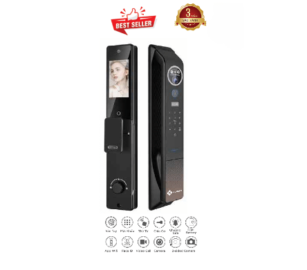 Khóa cửa vân tay Hubert HB CG89VF Luxury Face ID kép , App wifi