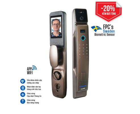 Khóa cửa thông minh Face ID Faster FS008FD3D-BS chính hãng